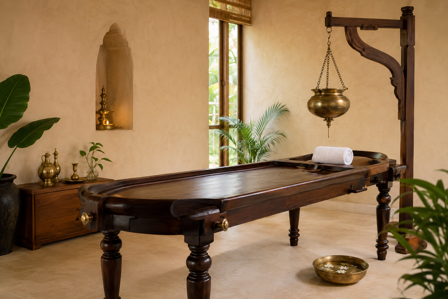 Traditional Ayurveda treatment room